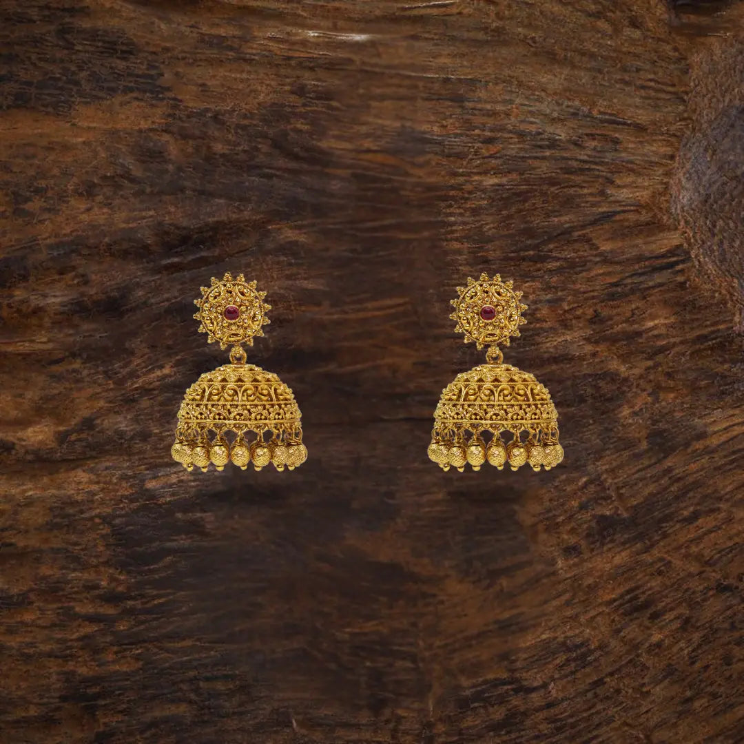 Classic Gold-Plated Temple Jhumka  N-195