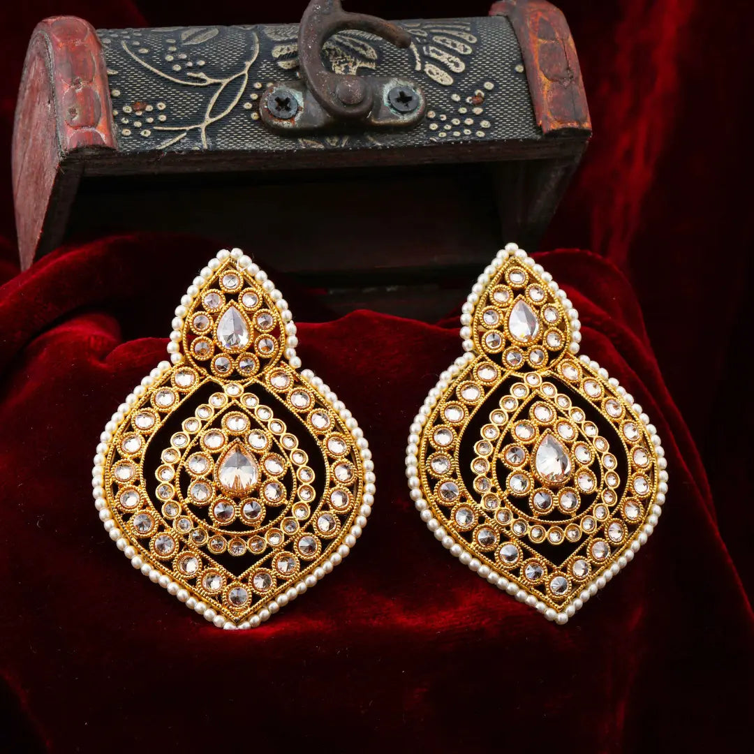 Antique Leaf Petal Gold-Plated Jhumka C-494