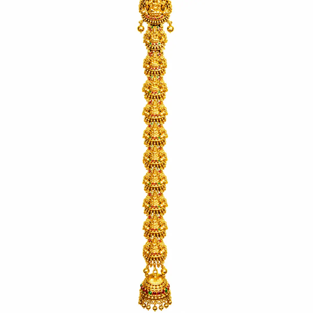 Antique Gold Finish Temple Inspired Lakshmi Hair Choti V-2094