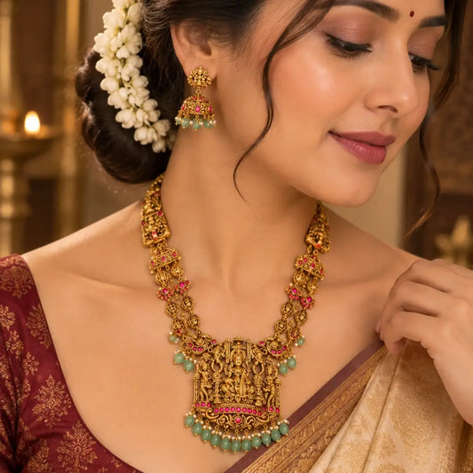Tirumala Haram | Gold-Plated Tirupati Temple Necklace Set J-975