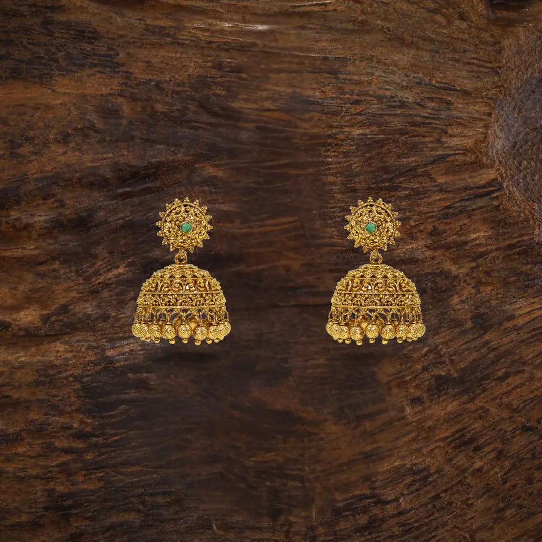 Classic Gold-Plated Temple Jhumka  N-195