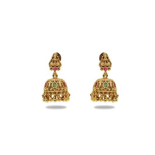 Handcrafted Temple Jhumka with Laxmi Carving V-633