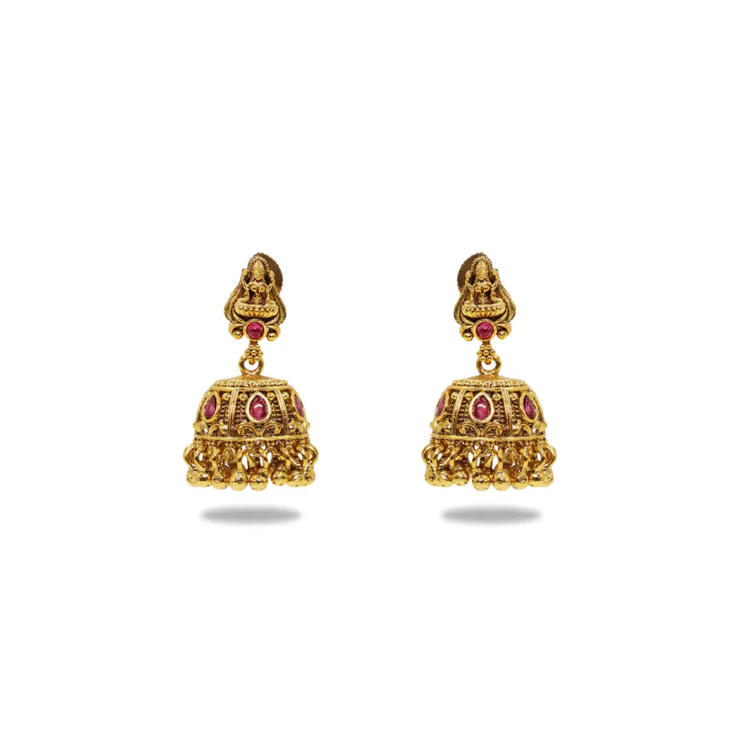 Handcrafted Temple Jhumka with Laxmi Carving V-633