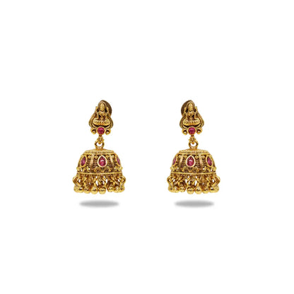 Handcrafted Temple Jhumka with Laxmi Carving V-633