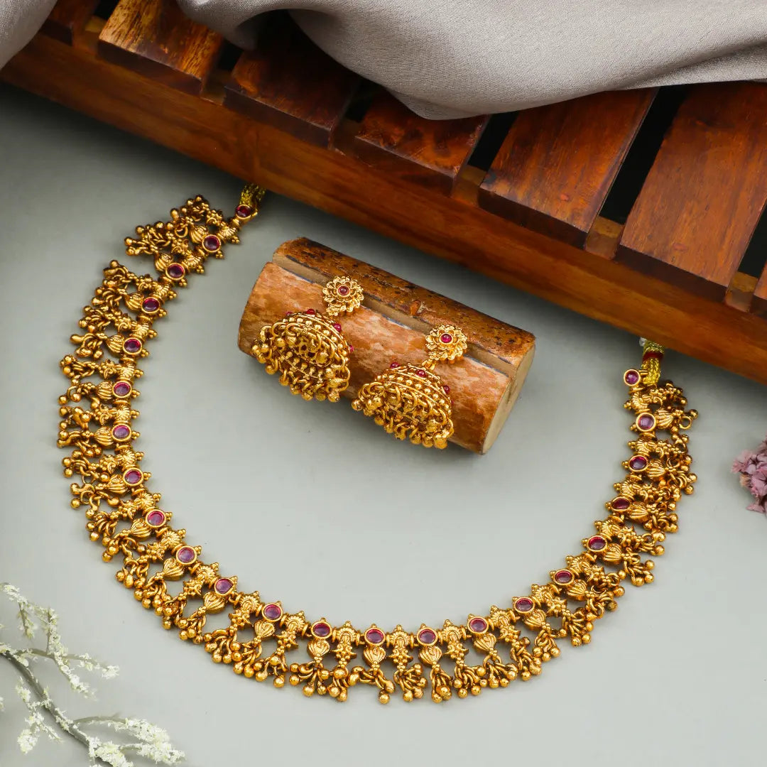 Traditional South Indian Temple Necklace Set