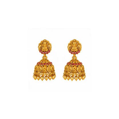 Navaratna Muthu Swarna Kanti Long Necklace Set | Gold-Plated Temple K-1894