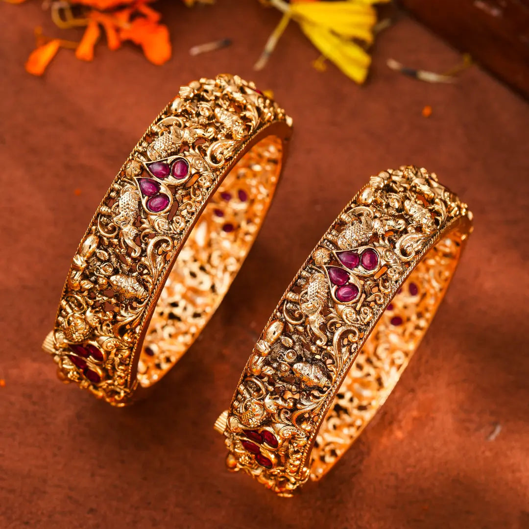 Handcrafted Gold-Plated Paired Bangles V-1767