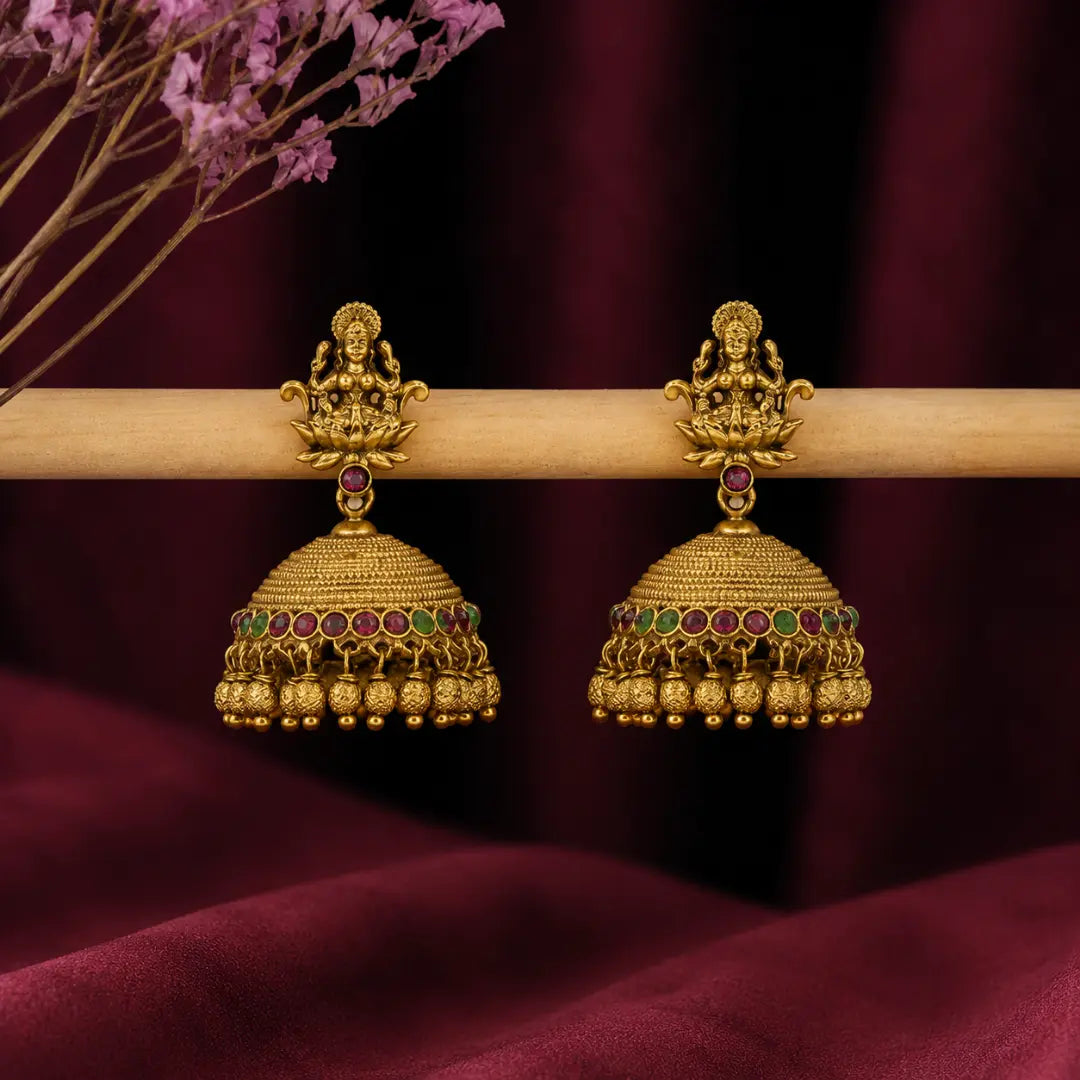 Antique Finish Gold-Plated Jhumka N-641