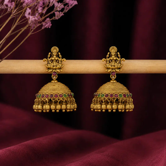 Antique Finish Gold-Plated Jhumka N-641