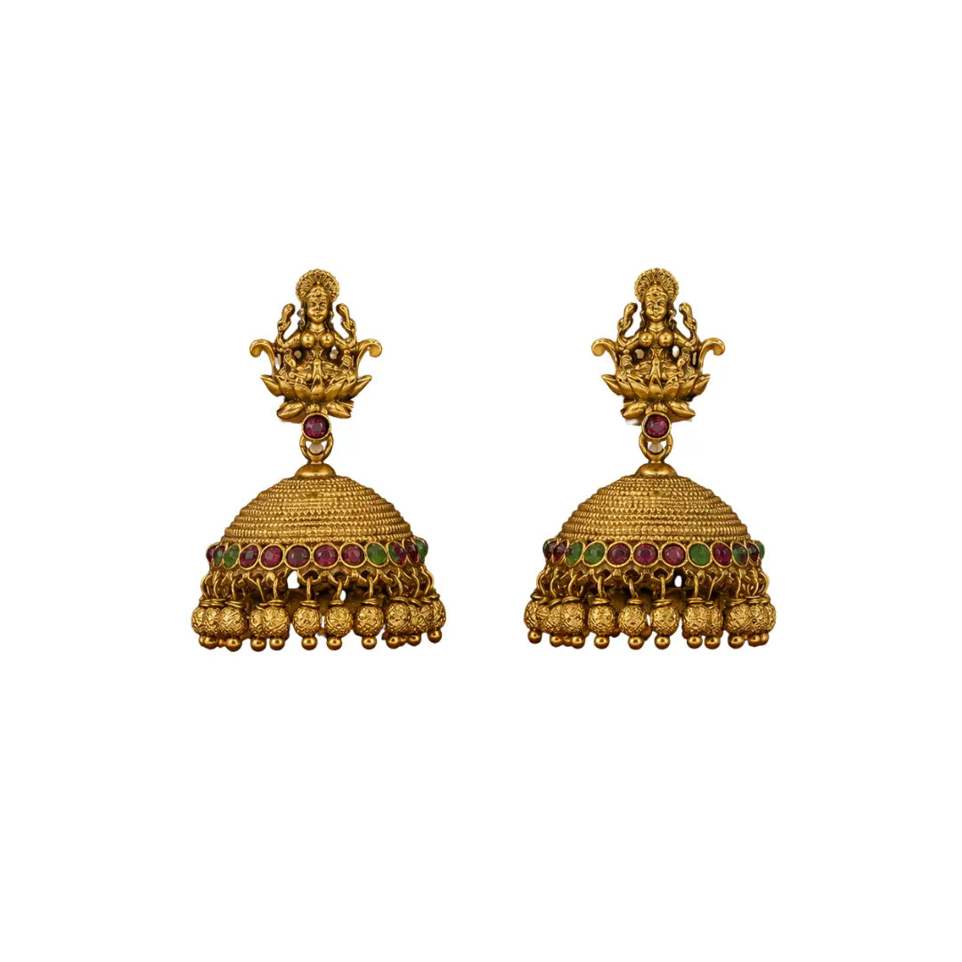 Antique Finish Gold-Plated Jhumka N-641