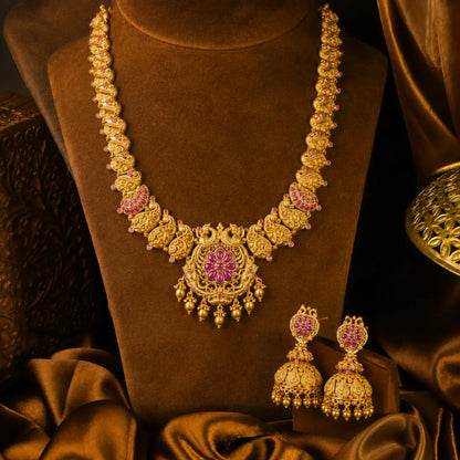 Majestic Temple-Inspired Long Necklace Set  V-758U