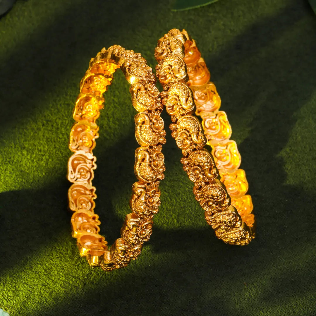 Antique Gold-Plated Peacock Bangle K-1003