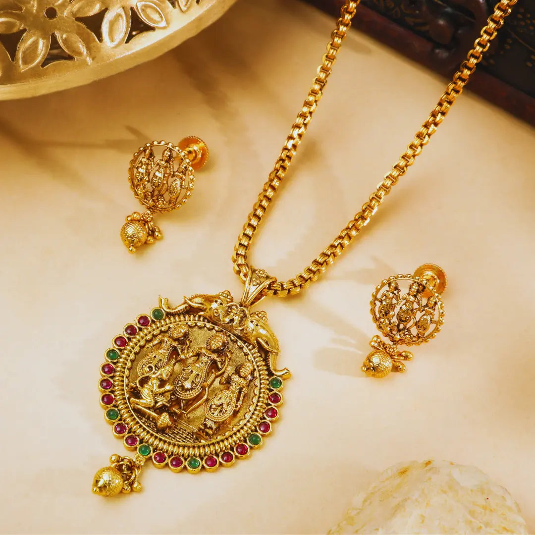 Divine Ram Parivar Temple Pendant Set
