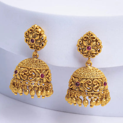 Antique Gold-Plated Temple Earring