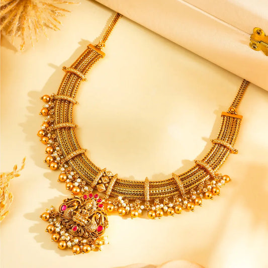Antique Lakshmi Temple Necklace for South Indian Bridal Jewellery