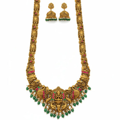 Laxmi Design Temple Jewellery Long Necklace Set | South Indian Bridal J-1243