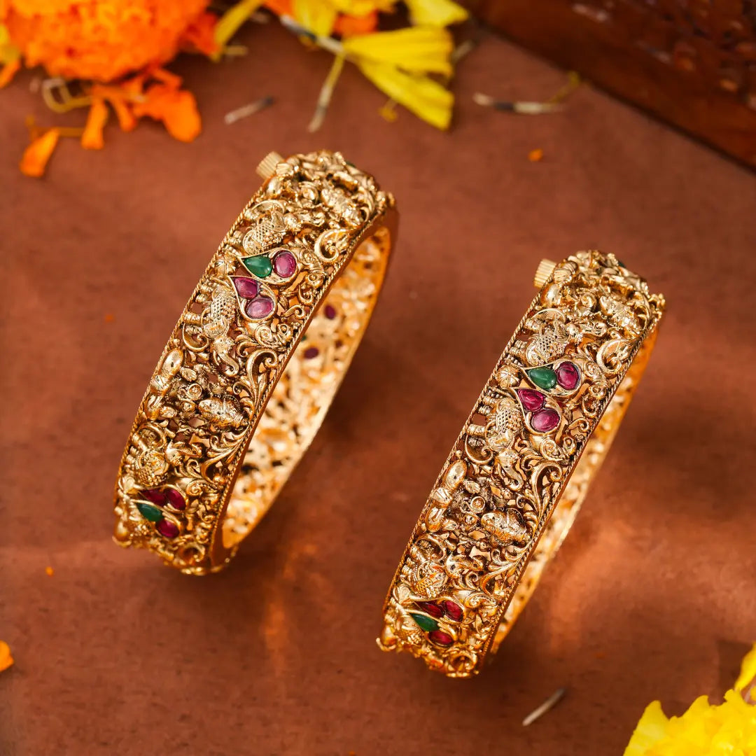 Handcrafted Gold-Plated Paired Bangles V-1767