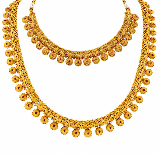 Antique Swarna Kodi Kanti Combo Necklace Set | Gold-Plated Temple