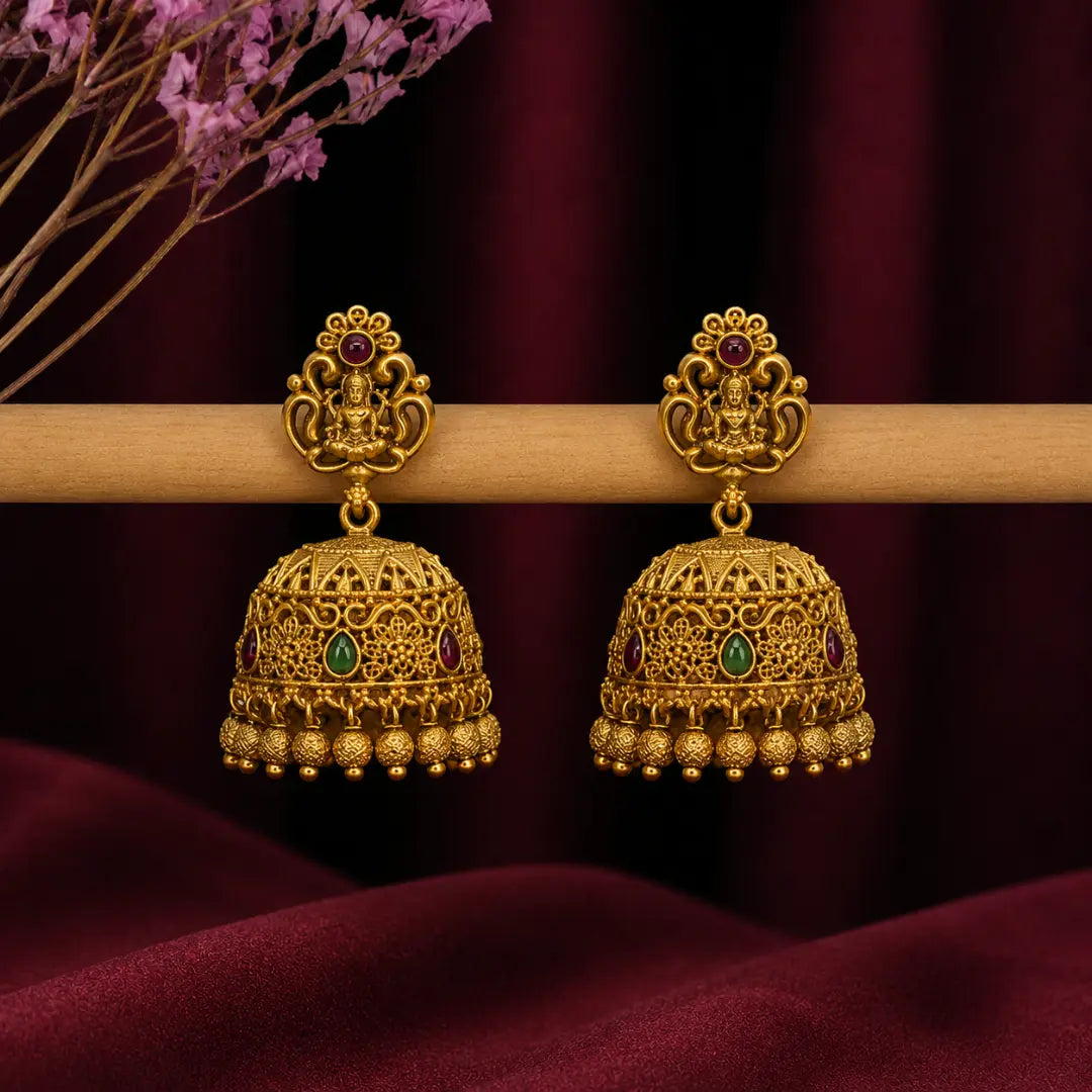 Antique Temple Gold-Plated Jhumka R-1137