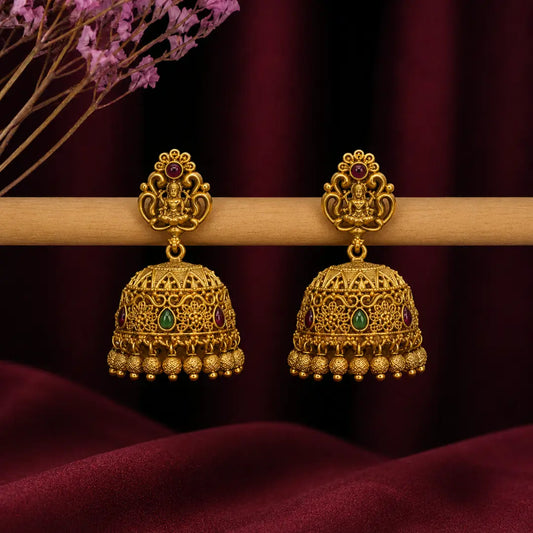 Antique Temple Gold-Plated Jhumka R-1137