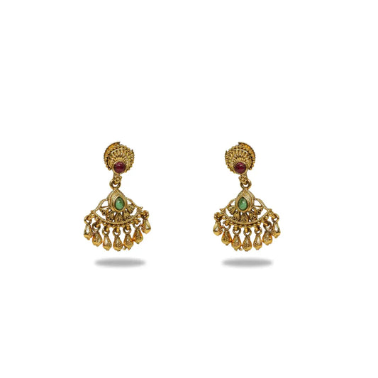 Antique Gold Plated Temple Bali with Pink Stones