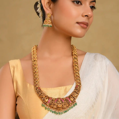 Traditional South Indian Temple Jewellery Combo Set with Laxmi Motif