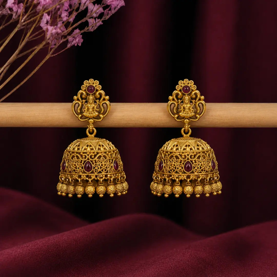 Antique Temple Gold-Plated Jhumka R-1137