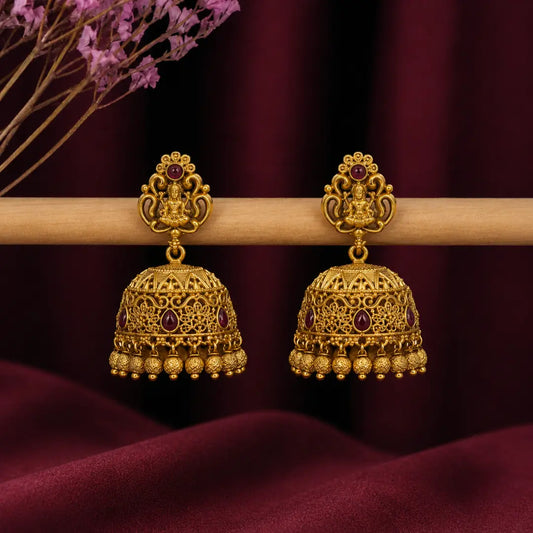 Antique Temple Gold-Plated Jhumka R-1137