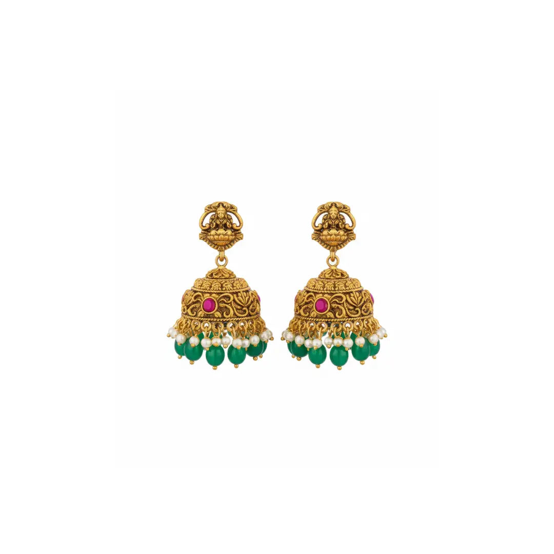 Traditional Bridal Temple Jewellery Long Necklace Set – Laxmi Motif J-1241