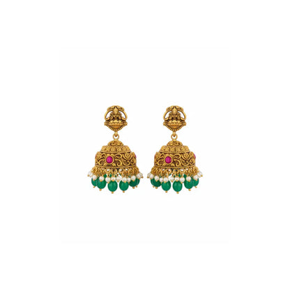 Traditional Bridal Temple Jewellery Long Necklace Set – Laxmi Motif J-1241