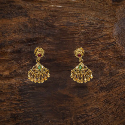 Antique Gold Plated Temple Bali with Pink Stones