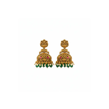 Ethnic Temple Jewellery Long Necklace Set with Laxmi Design