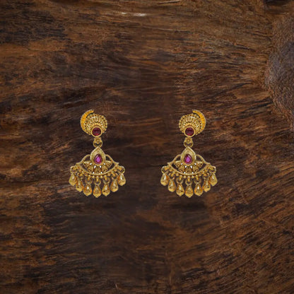Antique Gold Plated Temple Bali with Pink Stones