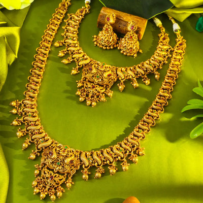 Peacock & Flower Combo Necklace Set K-1240N