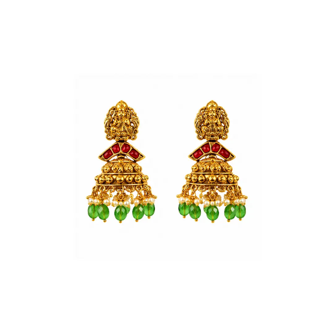Meenakshi Rekha Haram Long Necklace Set | Gold-Plated Temple Jewellery J-867