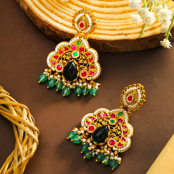 Chitrarekha Glow Temple Jewellery Chandbali Earrings for Bridal Wear