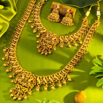 Peacock & Flower Combo Necklace Set K-1240N