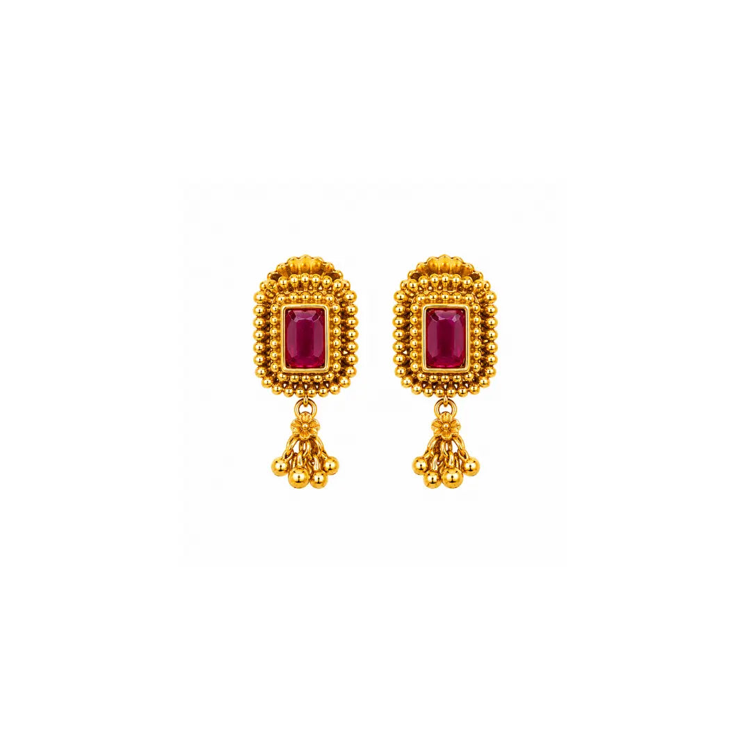 Lightweight Minimal Temple Bali – Gold-Plated Ethnic Earrings T-85