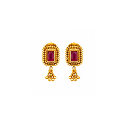 Lightweight Minimal Temple Bali – Gold-Plated Ethnic Earrings T-85