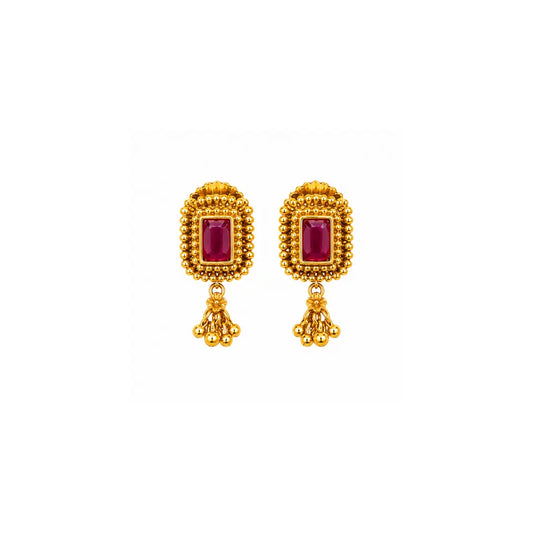 Lightweight Minimal Temple Bali – Gold-Plated Ethnic Earrings T-85
