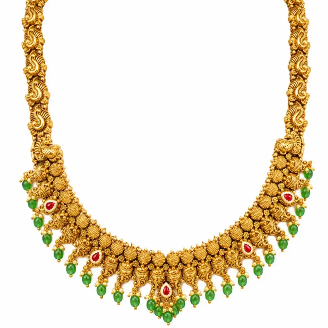 Pachi Muthu Swarna Kanti Combo Necklace Set | Gold-Plated Temple
