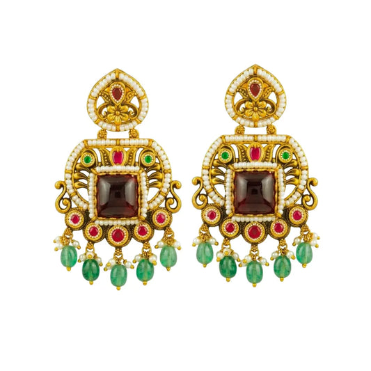 Hiranya Spanda Temple Jewellery Jhumka Earrings for Bridal Wear
