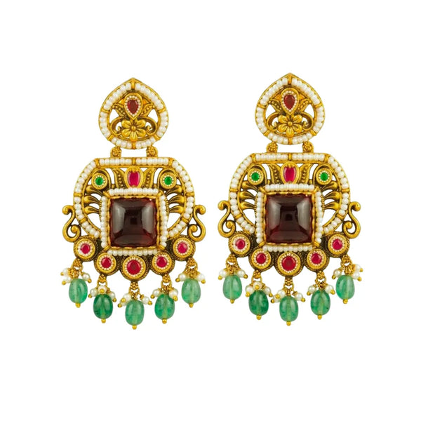 Hiranya Spanda Temple Jewellery Jhumka Earrings for Bridal Wear