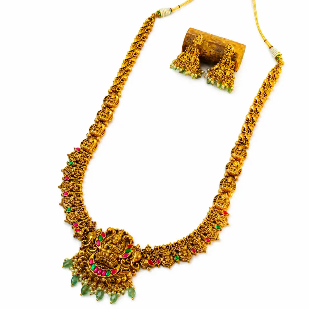 Divine Lakshmi Temple Long Necklace Set J-139