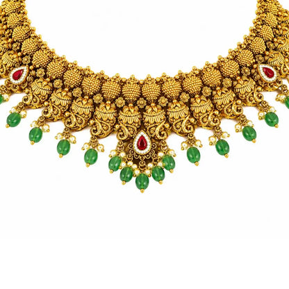 Pachi Muthu Swarna Kanti Combo Necklace Set | Gold-Plated Temple