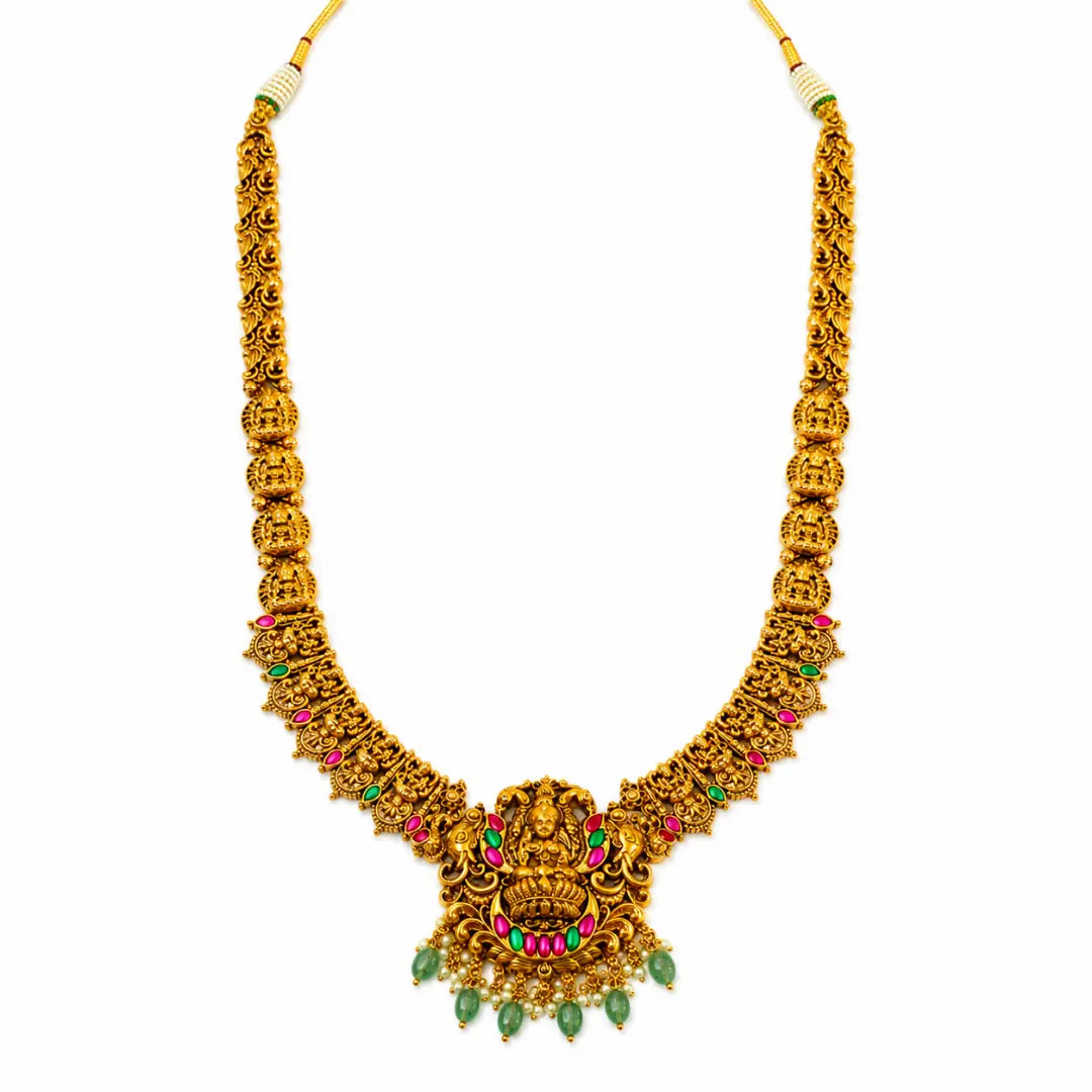 Divine Lakshmi Temple Long Necklace Set J-139