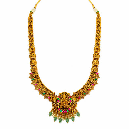 Divine Lakshmi Temple Long Necklace Set J-139