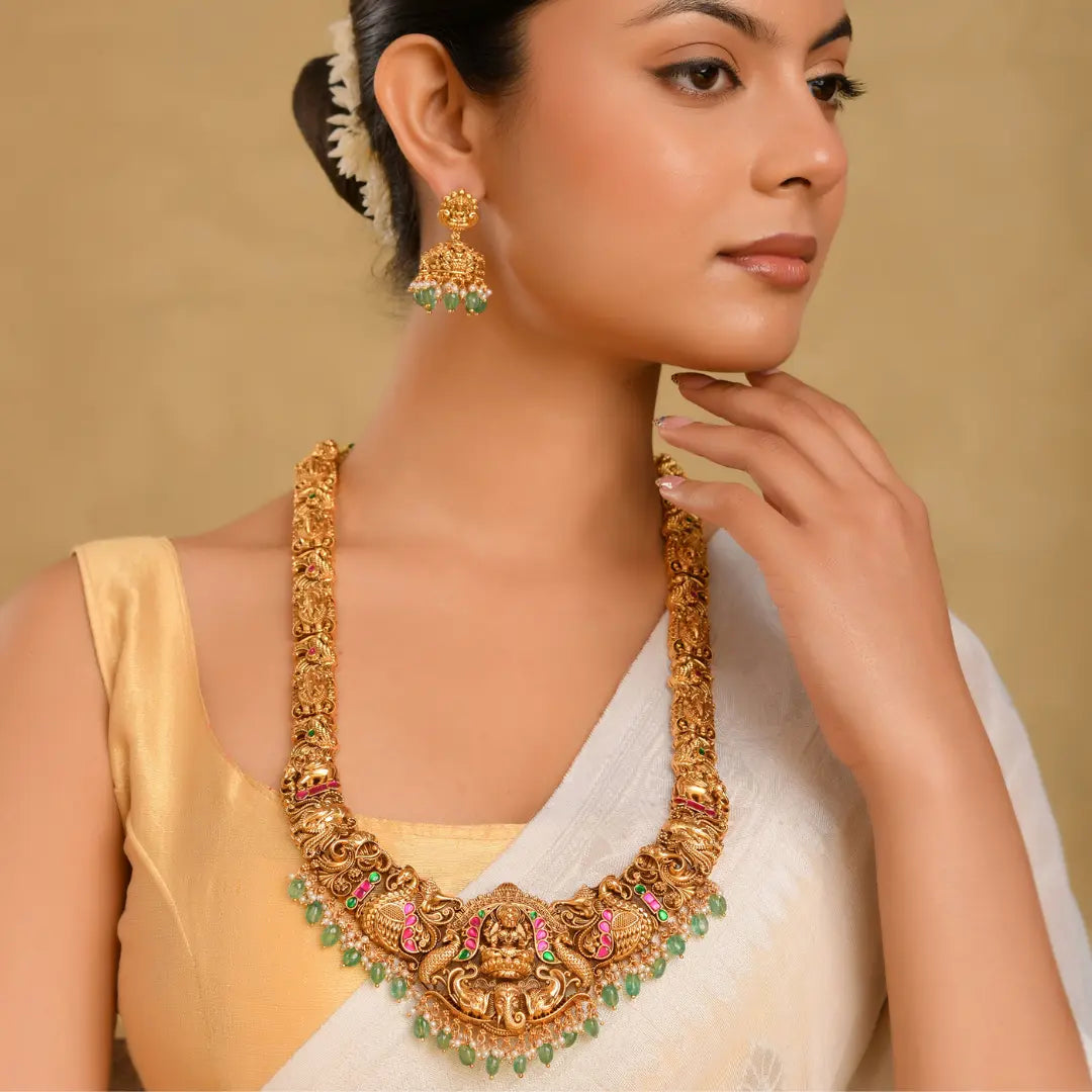 Bridal Temple Jewellery Combo Set with Laxmi Design | 1 Gram Gold J-1242N