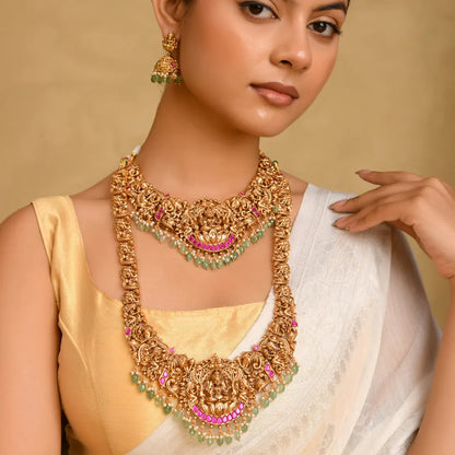 Divine Laxmi Gold-Plated Temple Necklace Set J-71