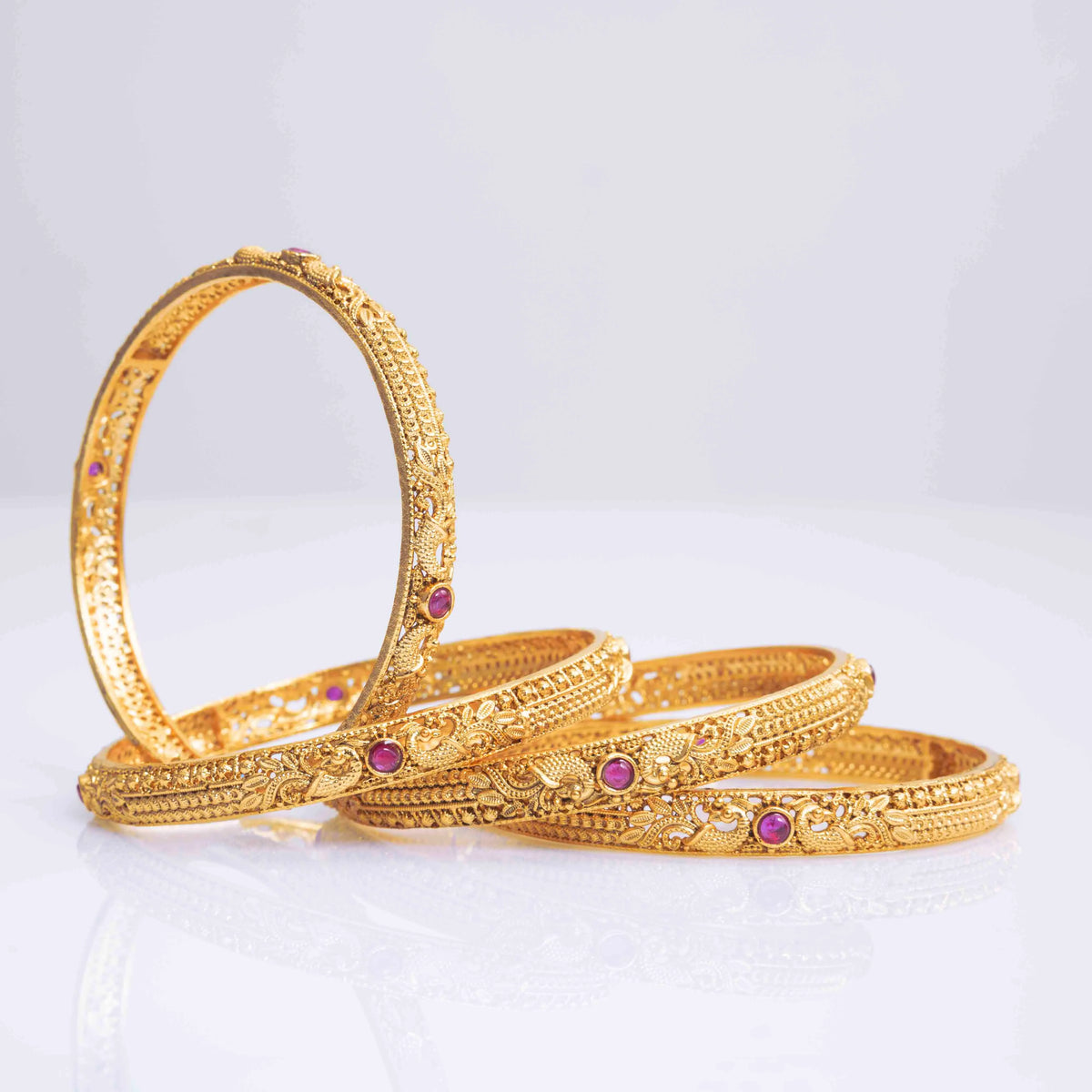 Peacock Gold-Plated Temple Bangle V-1246 
